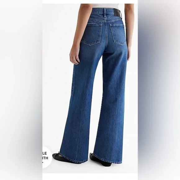 Express Design Studio Wide Leg Blue Jeans - Picture 2 of 11